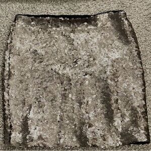 Dynamite Silver Sequin Mini Skirt